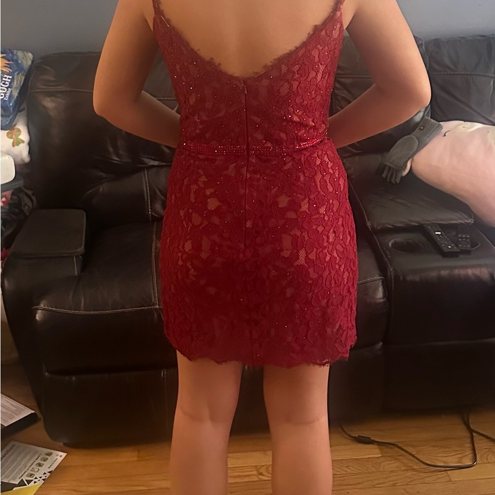 Knee length lace overlay dress bought at Diane & Co for a dance.